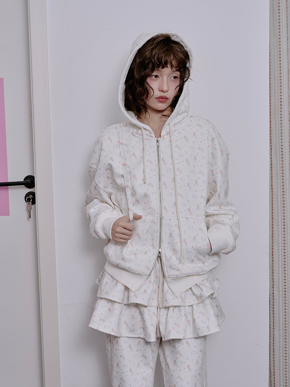 MUKTANK×LOUMUTAKU All-over Print Angel Bunny Coat