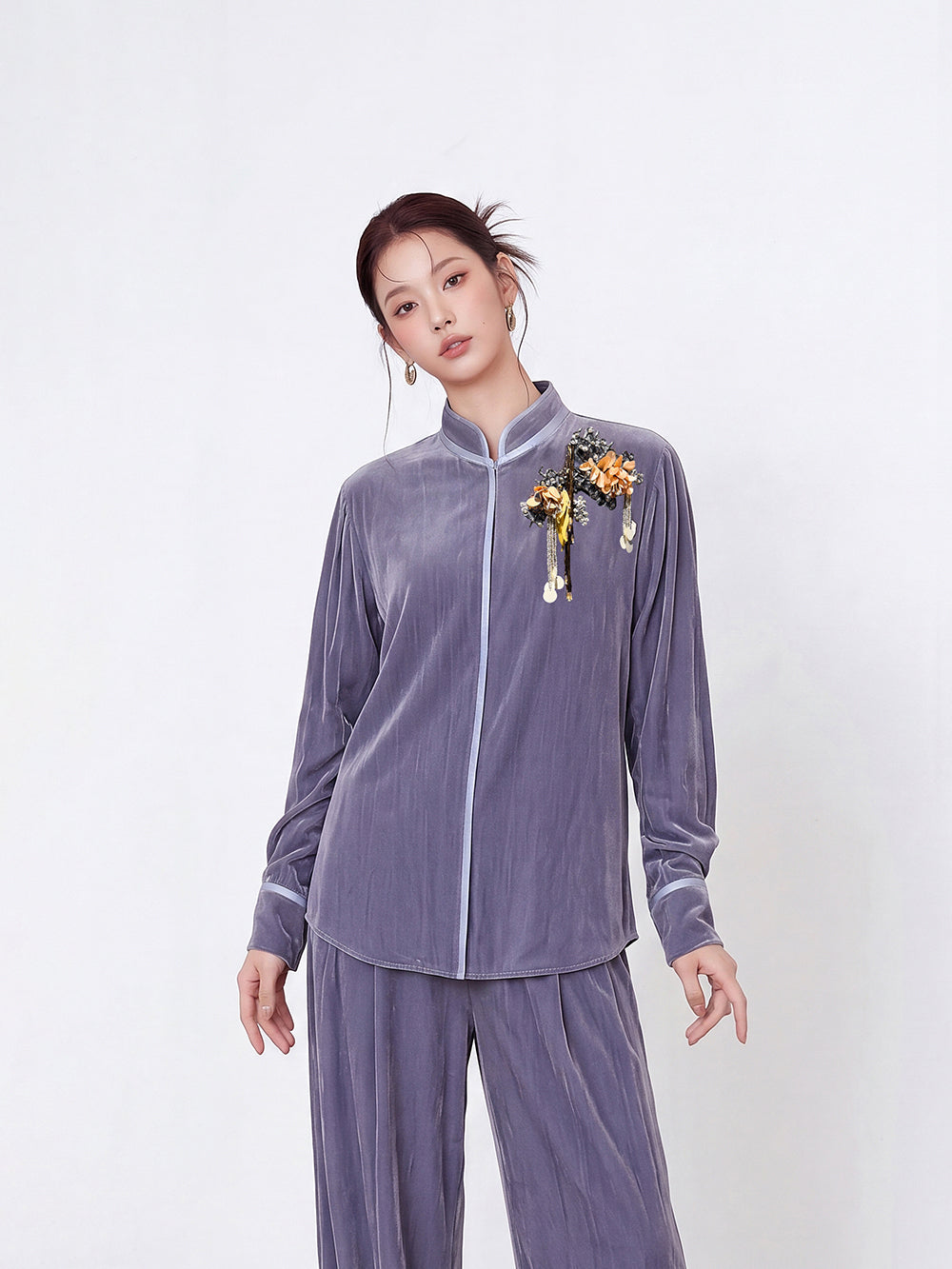 MUKZIN×Capsule Collection New Chinese-Style Silk Velvet Trouser Set
