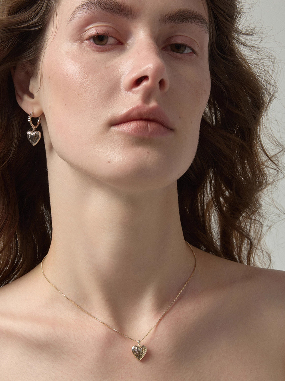 MUKTANK×SUN HUNTER Mini Carved Heart Plain Chain Necklace