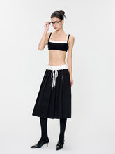 MUKTANK×MODULER Waistband Patchwork Drawstring Pleated Midi Skirt