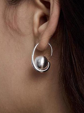 MUKTANK×SUN HUNTER Cradle Shaped Wire-drawn Ball Earrings