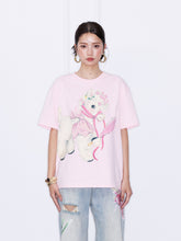 MUKZIN¡°Capsule Collection¡±Pink Cartoon Pony Print Oversized Graphic T-Shirt