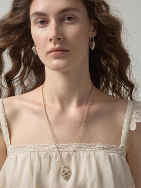 MUKTANK×SUN HUNTER Short Vintage Embossed Heart Necklace