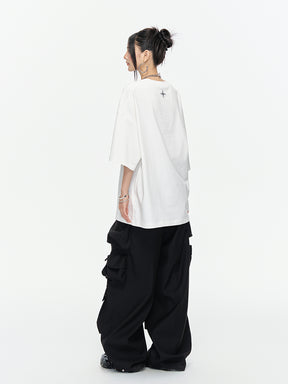 MUKTANK×ARDENCODE Reflective Print Casual 305g Heavyweight Pure Cotton Crewneck Unisex Short-Sleeved Loose T-Shirt