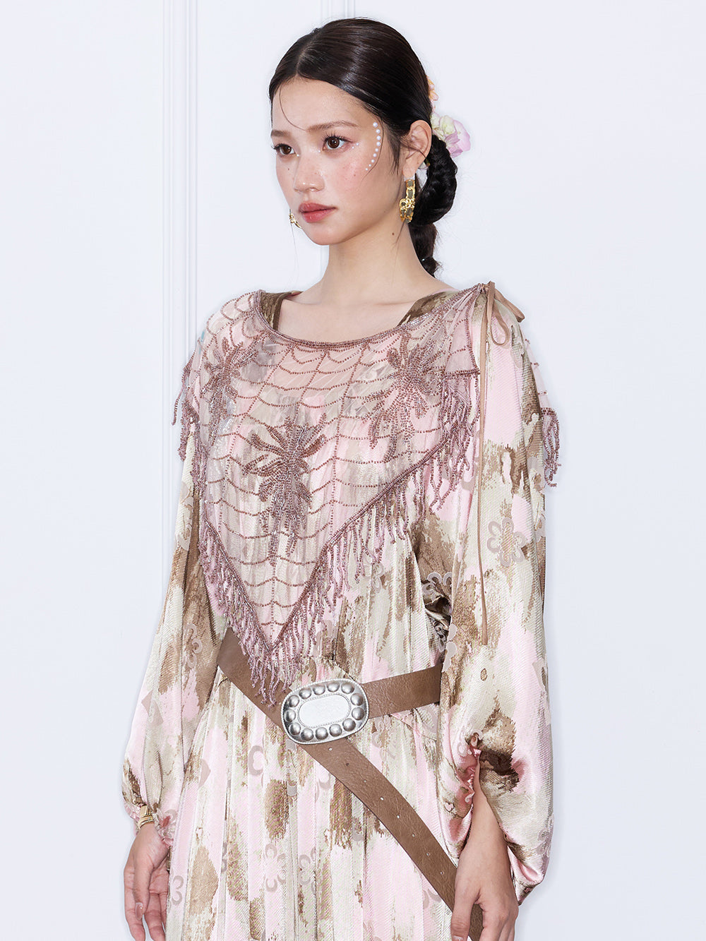 MUKZIN¡°Capsule Collection¡±Bohemian Beaded Fringe Mesh Shrug