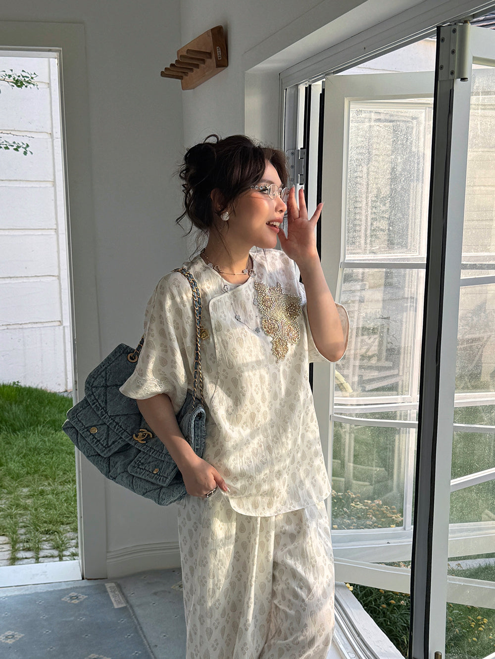 MUKZIN×Capsule CollectionNew Chinese-style traditional handicraft embroidery casual linen shirt