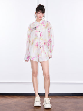 MUKZIN "Ode to the New Summer"Chinese-style national trend printed casual shirt