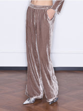 MUKZIN“Capsule Collection”Coffee Velvet Wide-Leg Pants | Oriental High-Waist Relaxed Trousers