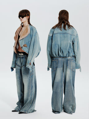 MUKTANK×MODULER Faux Mink Fur Collar Quilted Pumpkin-Shaped Coat