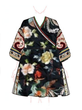 MUKZIN Contrasting Loose Printed Chinese Dress
