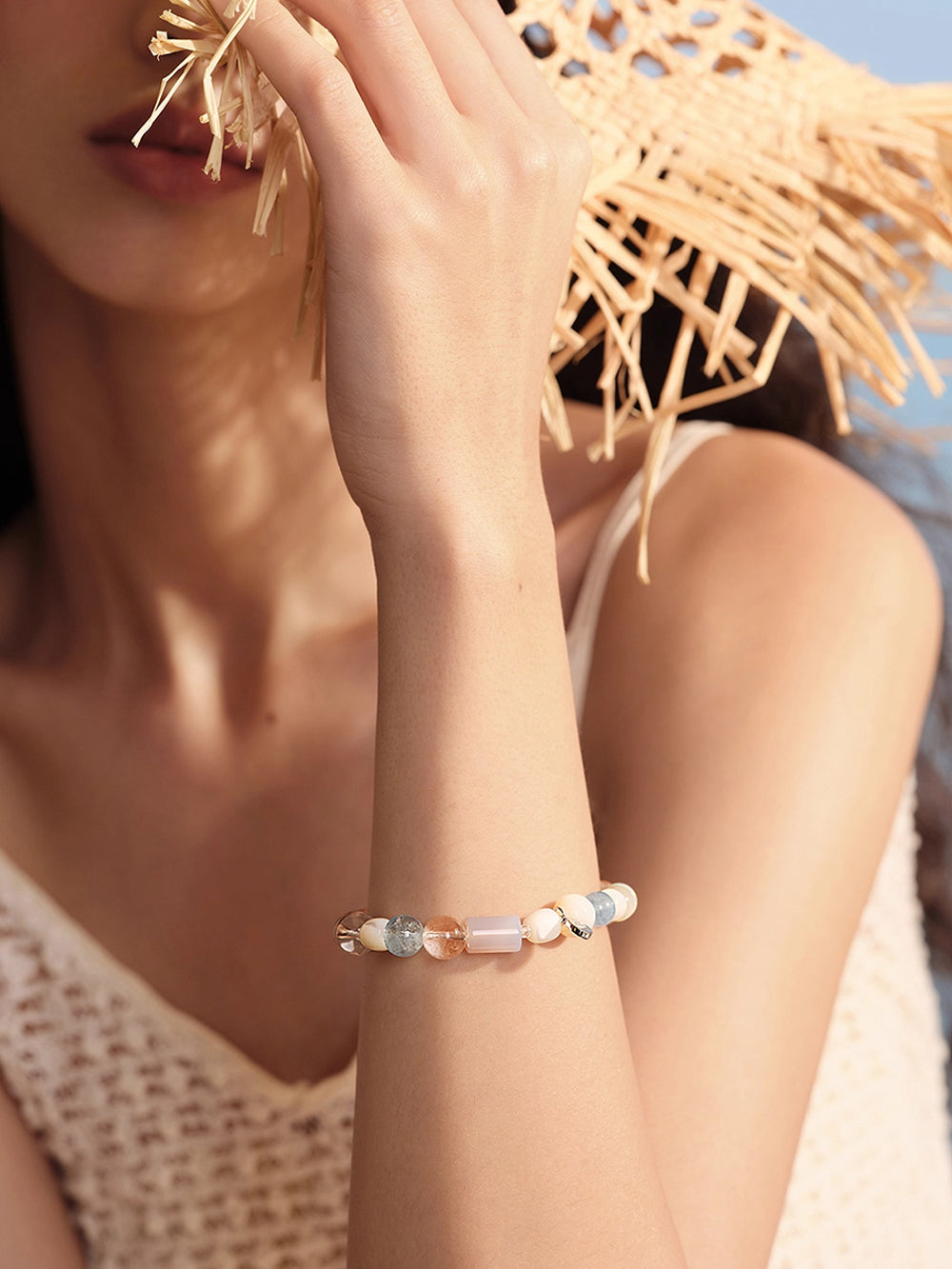 MUKTANK×SUN HUNTER“Fleeting Light”Aquamarine Moonlight Crystal Bracelet