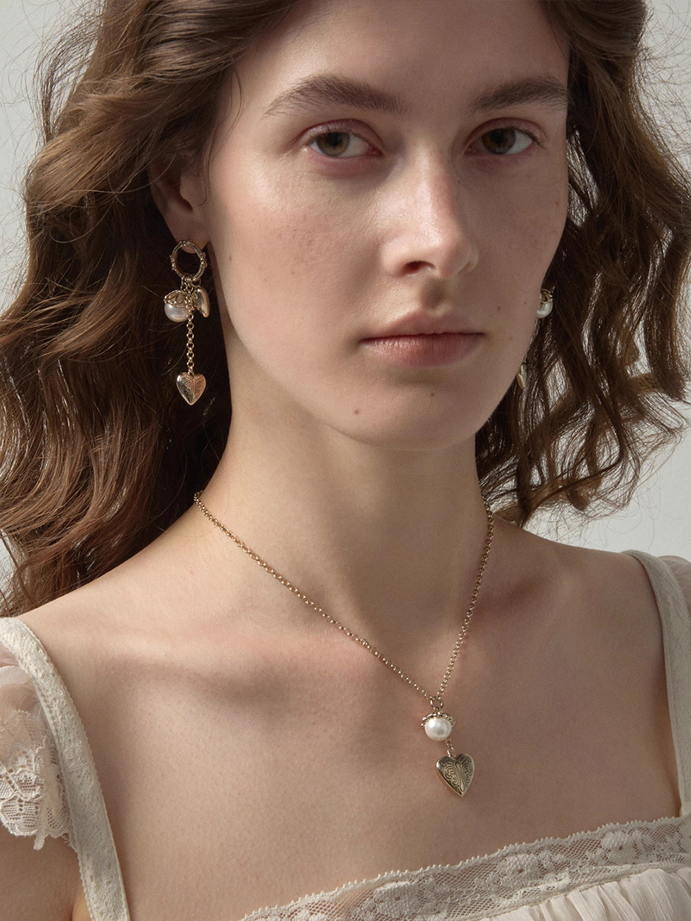 MUKTANK×SUN HUNTER Carved Heart Pearl Necklace