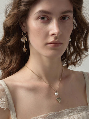 MUKTANK×SUN HUNTER Carved Heart Pearl Necklace