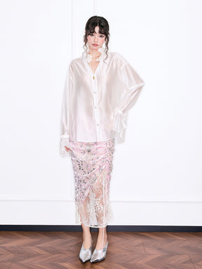 MUKZIN“Realm of Ethereal Mist”Tencel Soft - Light Pearl White Shirt