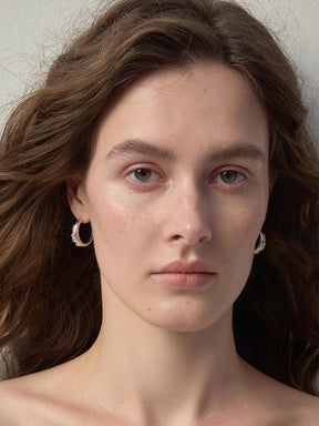 MUKTANK×SUN HUNTER 2mm Diameter C-Hoop Brushed Earrings