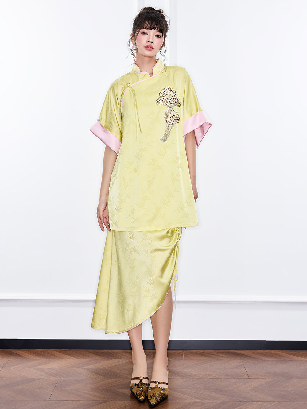 MUKZIN "Ode to the New Summer"Neo - Chinese Style Bamboo - Jacquard Half - Skirt