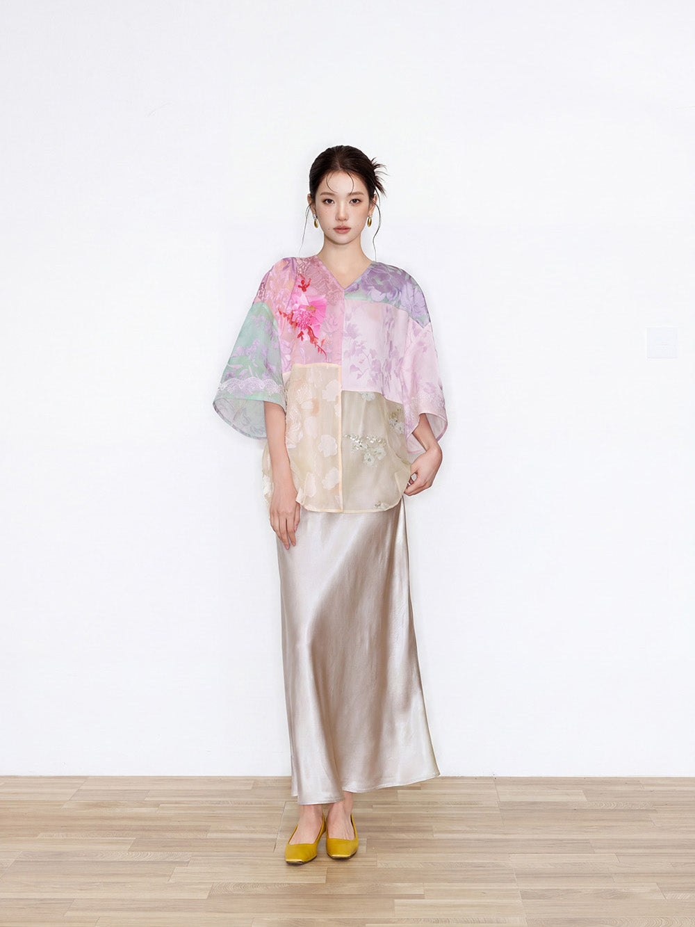 MUKZIN×"Capsule Collection" Modern Chinese Patchwork Short Sleeve Top