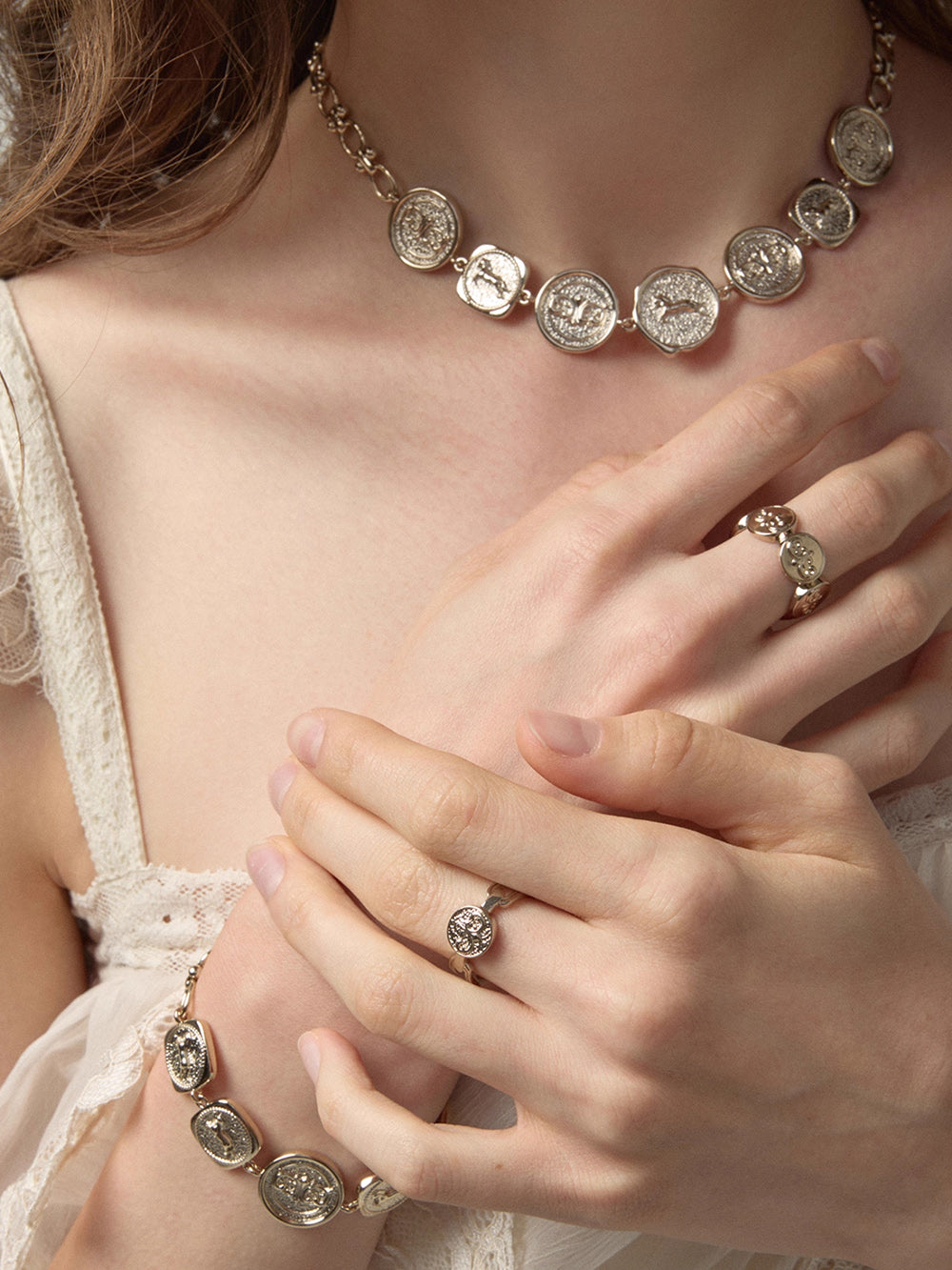 MUKTANK×SUN HUNTER Full Circle Embossed Coin Ring