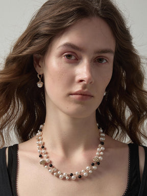 MUKTANK×SUN HUNTER Black and White Faux Pearl Versatile Wear Necklace