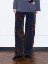 MUKZIN“Capsule Collection”Black and Gold Jacquard Curved Wide Leg Pants