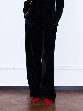 MUKZIN¡°Capsule Collection¡±Velvet Elastic Waist Wide Leg Pants