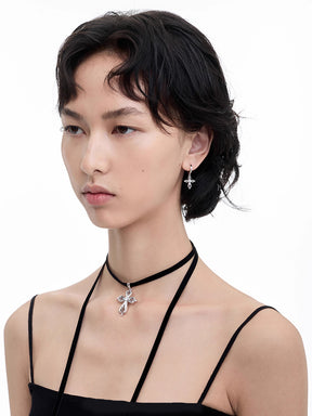 MUKTANK×SUN Lace cross velvet necklace