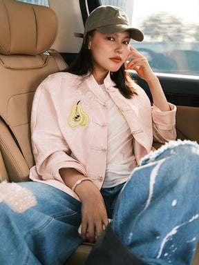 MUKZIN“Capsule Collection”Pink Jacquard Pear-Shaped Embroidery Chinese-Style Outerwear