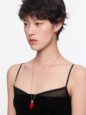 MUKTANK×SUN HUNTER Medium-Sized Velvet Heart Adjustable Slider Necklace