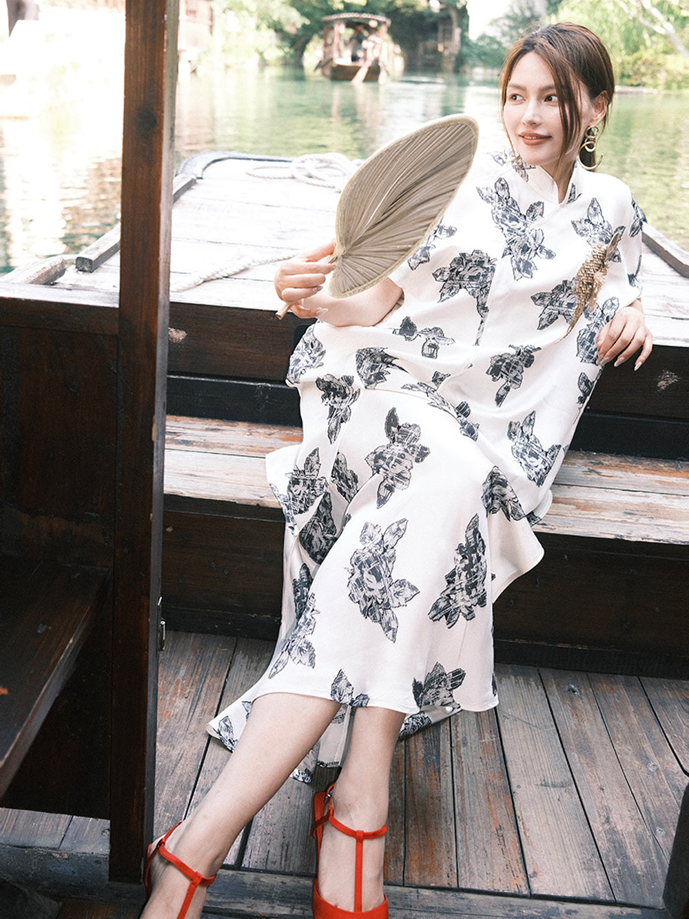 MUKZIN“Capsule Collection”"Kunlun Snow-Brewing" Peony Jacquard Neo-Chinese Skirt