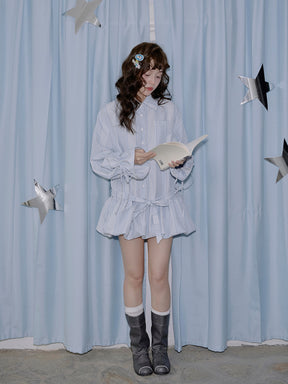 MUKTANK×LOUMUTAKU Shirt with Drawstrings at Hem and Cuffs