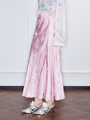 MUKZIN Spring Prelude "Awakening of Spring" High-slit Straight Flared Skirt