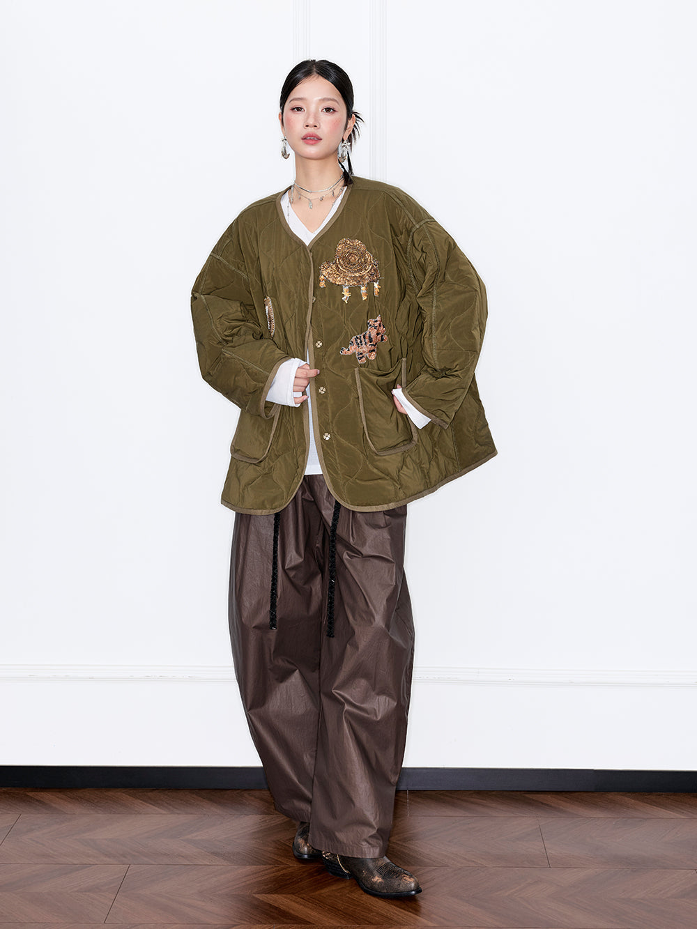 MUKZIN“Capsule Collection”Chinese Style Gilded Embroidery Oversized Silhouette Neo-Chinese Cotton Coat