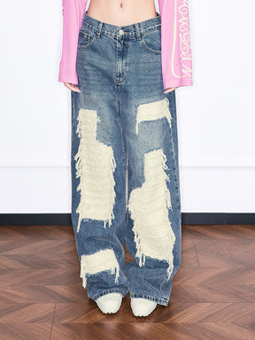 MUKZIN“Realm of Ethereal Mist”Distressed Ripped Jeans for Women