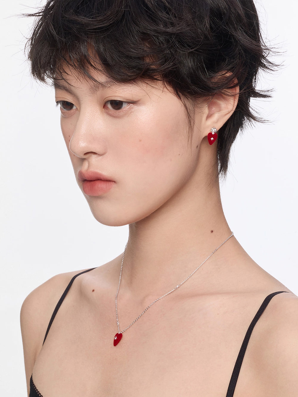 MUKTANK×SUN HUNTER Velvet Heart Plain Chain Necklace