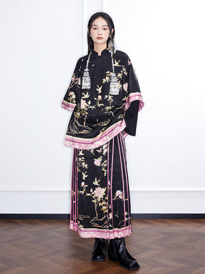 MUKZIN  Linglong “Abundant Flowers”New Chinese Style Dark Cloak.