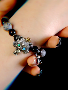 MUKTANK X QUANDO Sterling Silver Cat Planet Beaded Bracelet