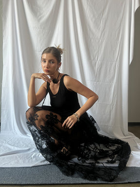MUKTANK×Jqwention Black lace dress