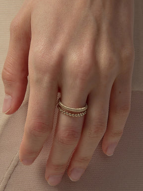 MUKTANK×SUN HUNTER Brushed Double-Layer Ring - S925 Silver