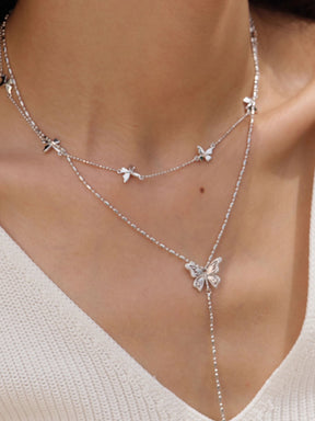 MUKTANK×SUN HUNTER “Emergence”Double-Layer Lace Butterfly Y-Necklace