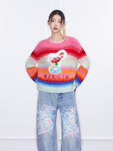 MUKZIN Spring Prelude"Flower Snake Brings Blessings" Short Rainbow Color-blocking Sweater