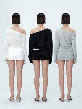 MUKTANK×MODULER Mid-low Waisted Tencel Skirt-pants With a Stacked Feel (Anti-sheer Design)