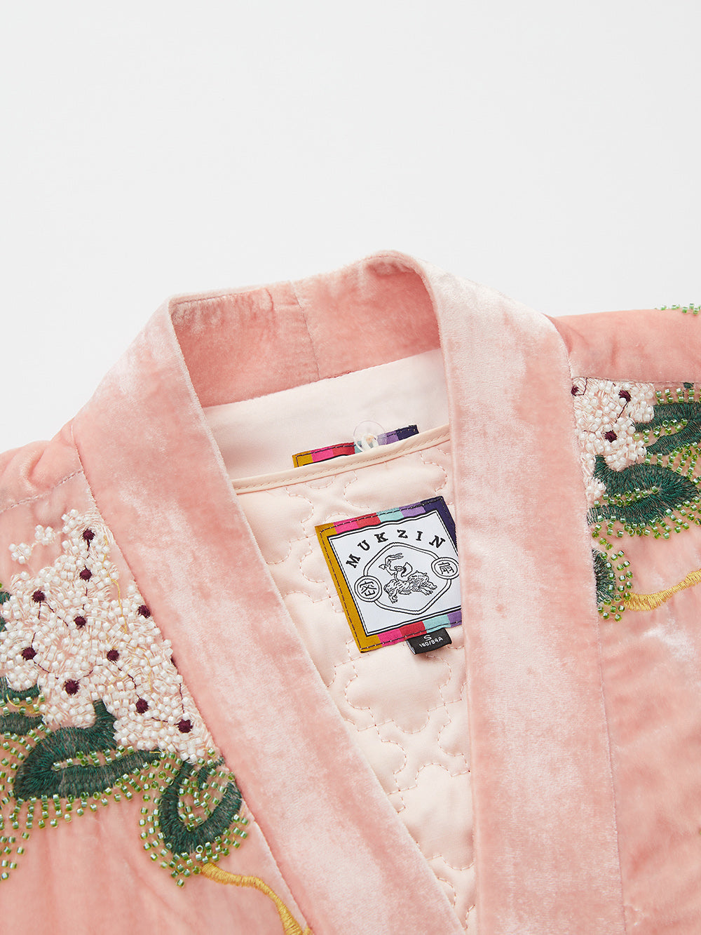 MUKZIN“The Sequence of Deer's Call”Pink Velvet Chinese-Style Floral Embroidery Loose Casual Outerwear