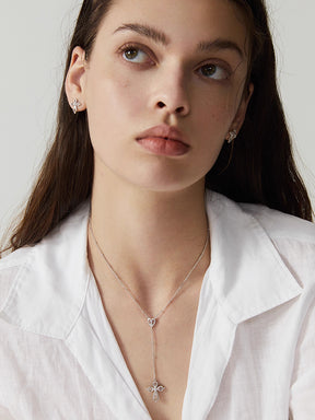 MUKTANK×SUN HUNTER Lace cross stud earrings