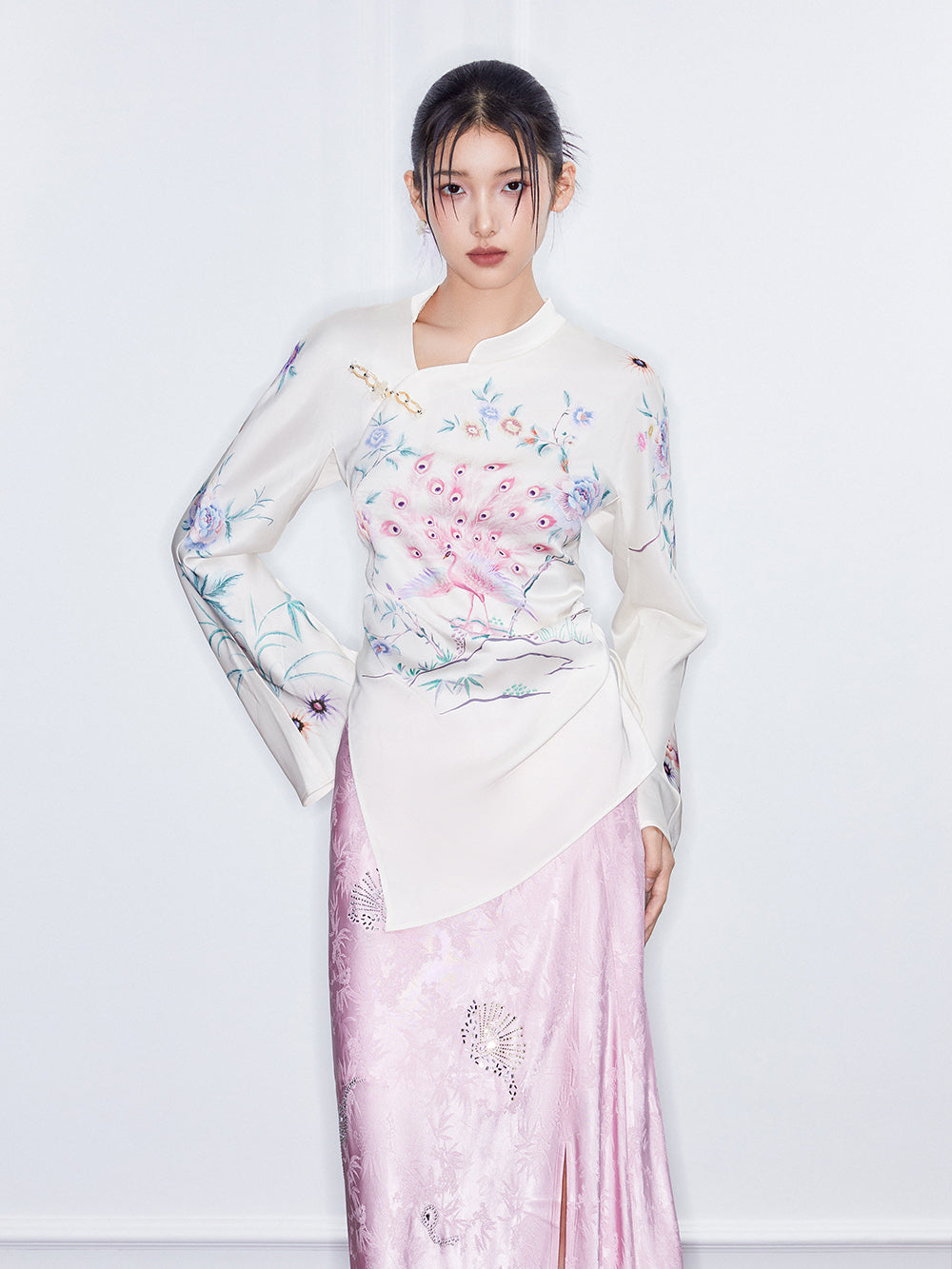 MUKZIN Spring Prelude"Immortal Maiden" Irregular Cheongsam Collar Small Top Shirt