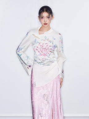 MUKZIN  Spring Prelude"Immortal Maiden" Irregular Cheongsam Collar Small Top Shirt