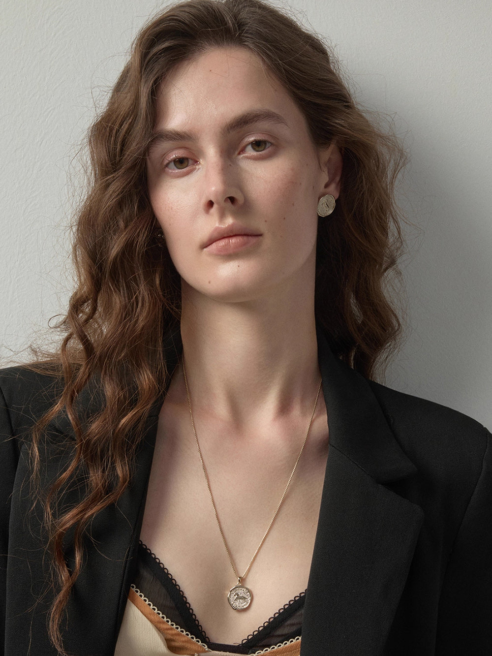 MUKTANK×SUN HUNTER Pegasus Coin Stud Earrings
