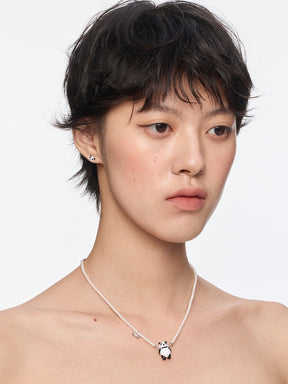 MUKTANK×SUN HUNTER Full Faux Pearl Necklace with Suspender Panda
