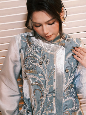 MUKZIN¡°Capsule Collection¡±Blue Velvet Chinese Style Embroidered Vest