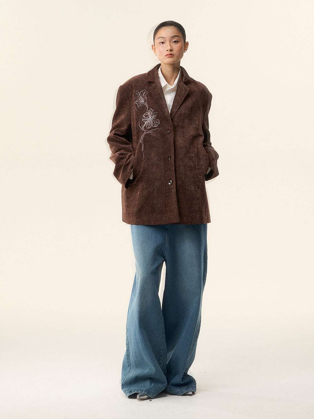 MUKTANK×LOUMUTAKU Embroidered Jacquard Velvet Blazer