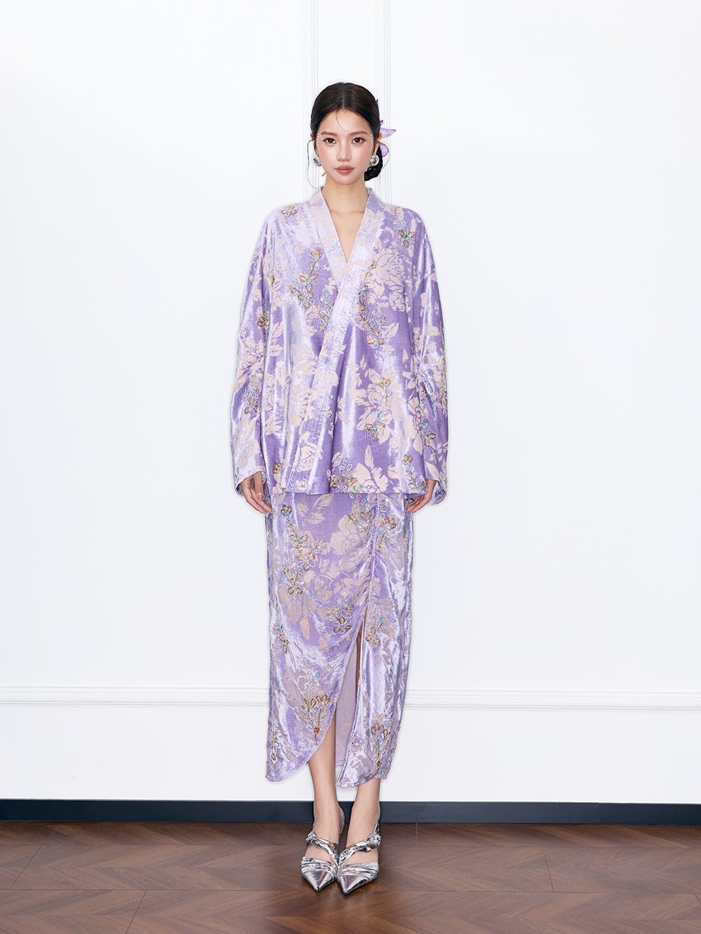 MUKZIN“Night Ballad of Chang'an”New Chinese Style Velvet Jacquard Kimono Cardigan for Women - Loose Wrap Front